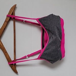 Speedo Women's Black Gray Pink Adjustable Strap Sports Bra, S